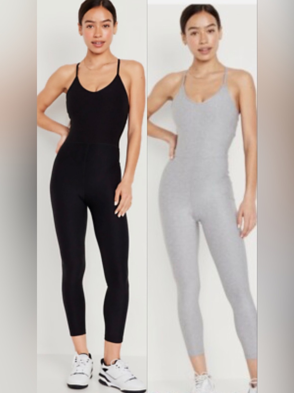 Women’s Sleeveless Jumpsuit - Black & Light Gray Bundle of 2 Small Petite